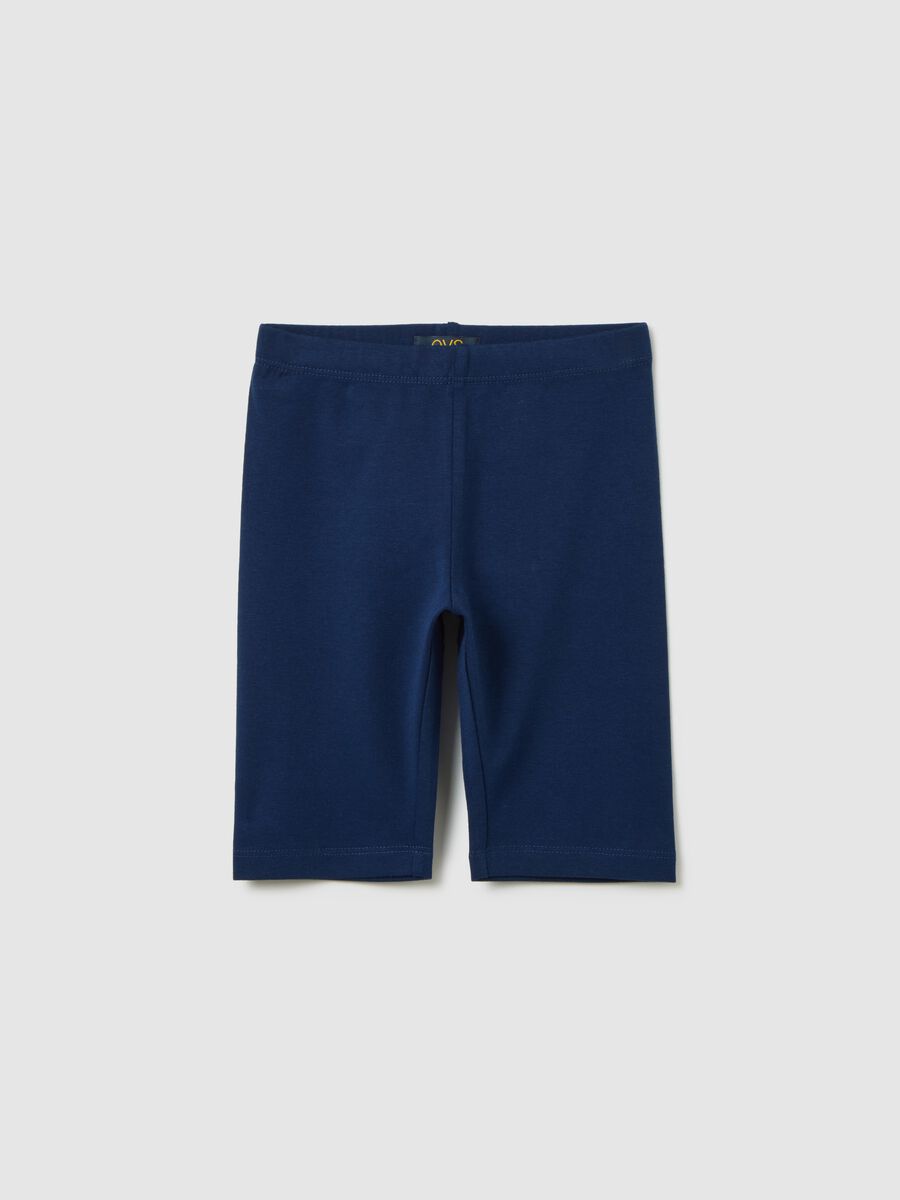 Pantaloncini da bambina in misto cotone blu skinny fit_0