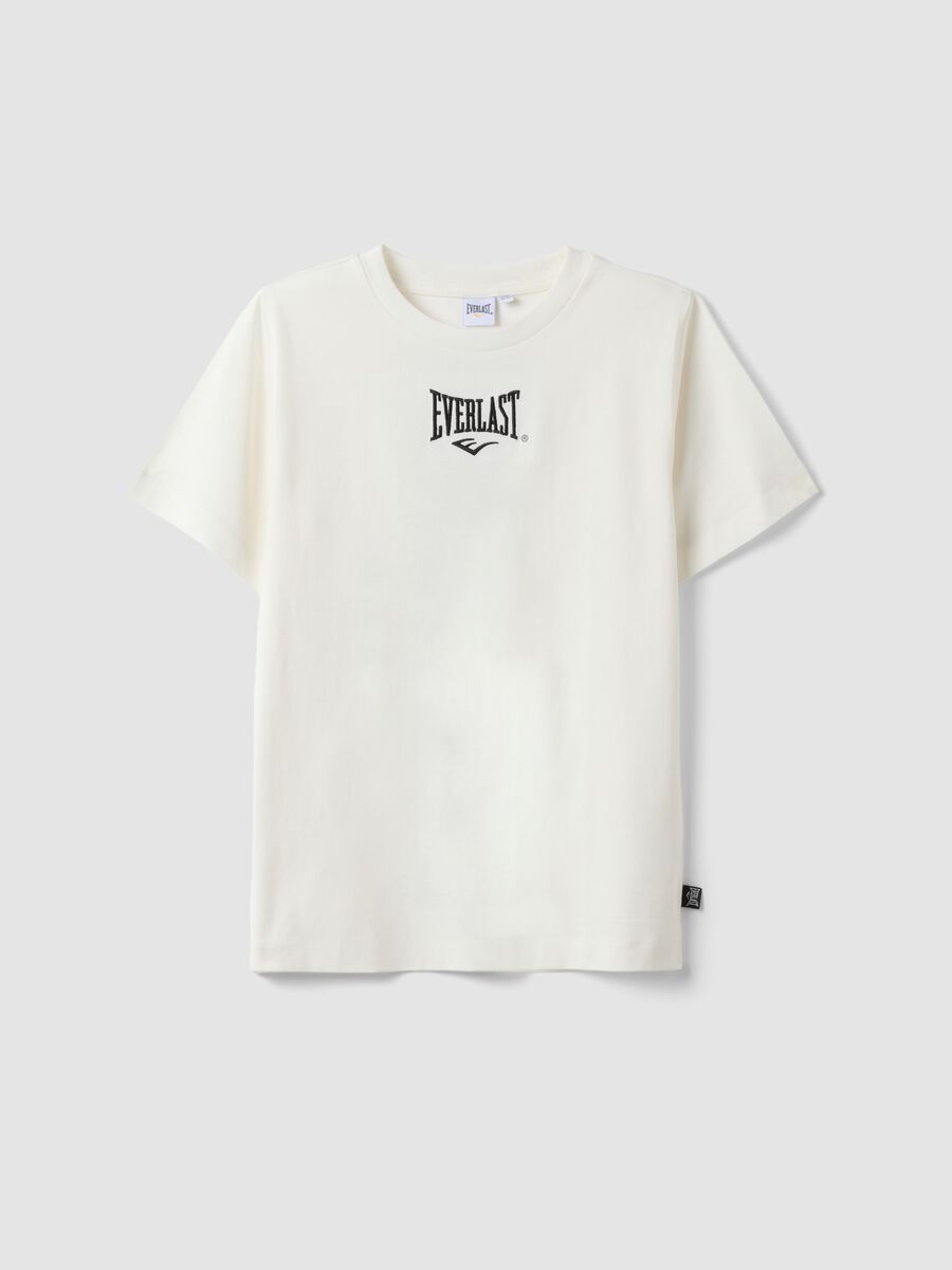 White pure cotton T-shirt with print, regular fit for boys_0