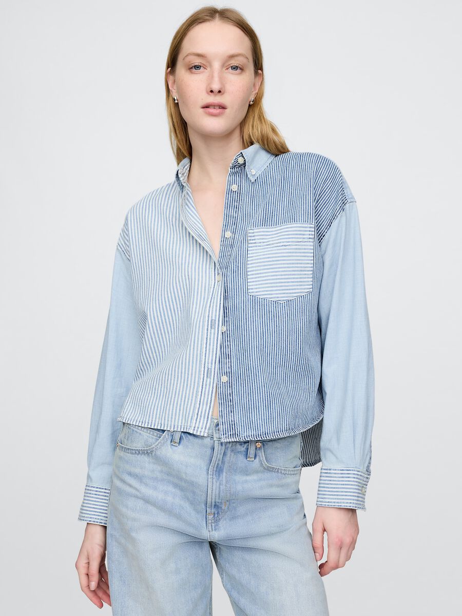Camicia patchwork a righe Gap in cotone_0