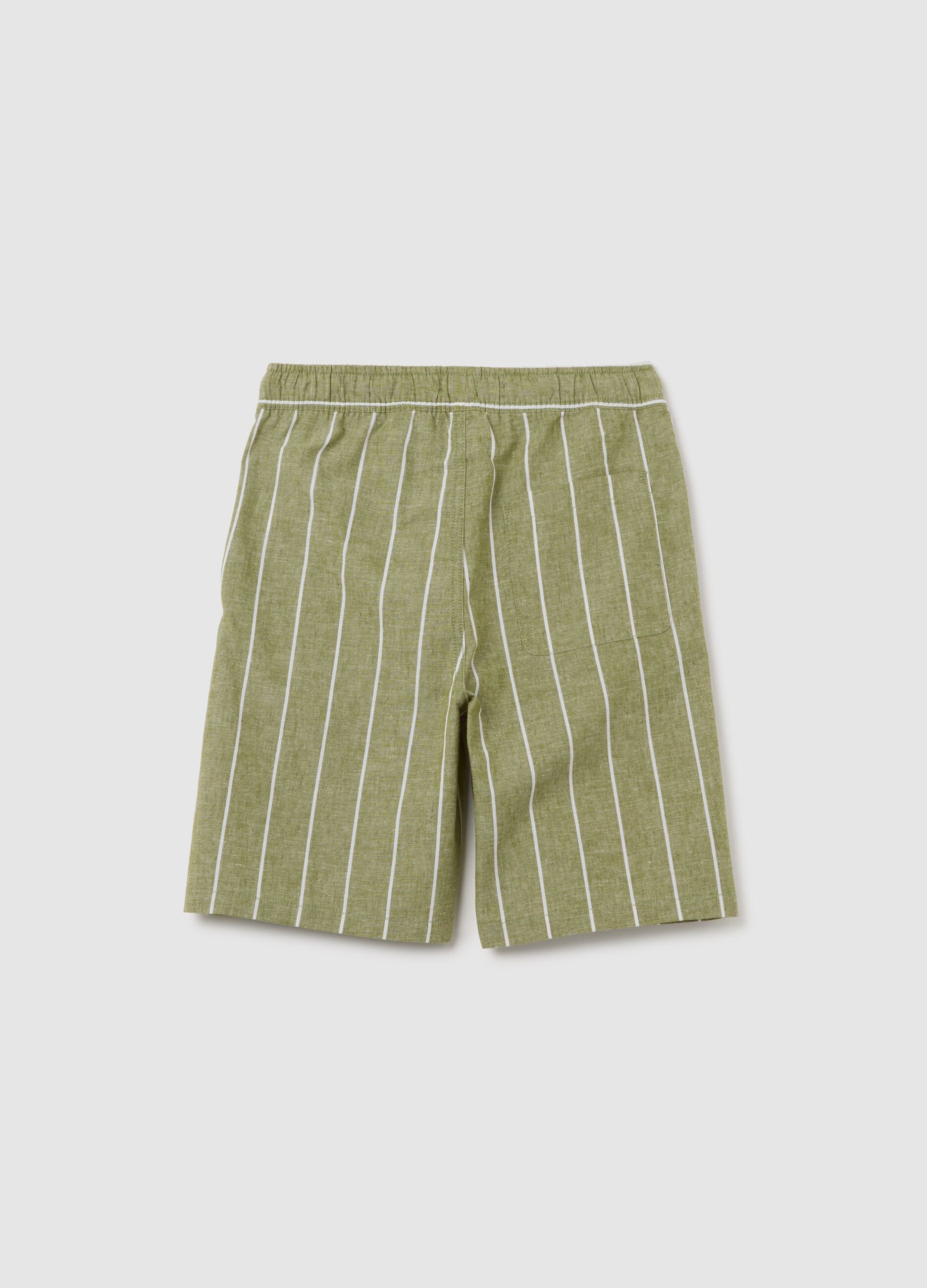Boys' multicolour regular fit cotton and linen blend shorts with drawstring