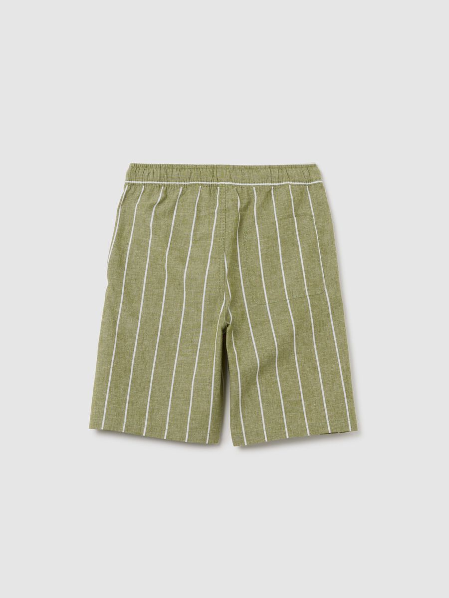 Boys' multicolour regular fit cotton and linen blend shorts with drawstring_1