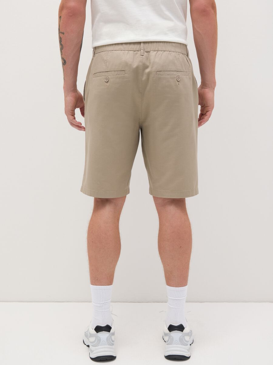 Men's beige cotton regular fit shorts_3