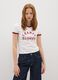 White stretch cotton regular fit T-shirt with red accents_0