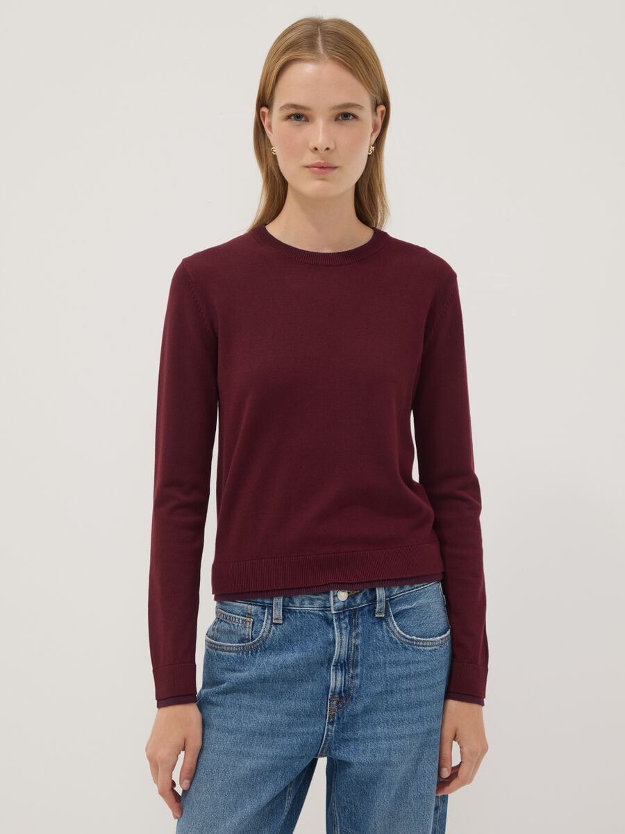Maglia rossa in misto viscosa a maniche lunghe_1