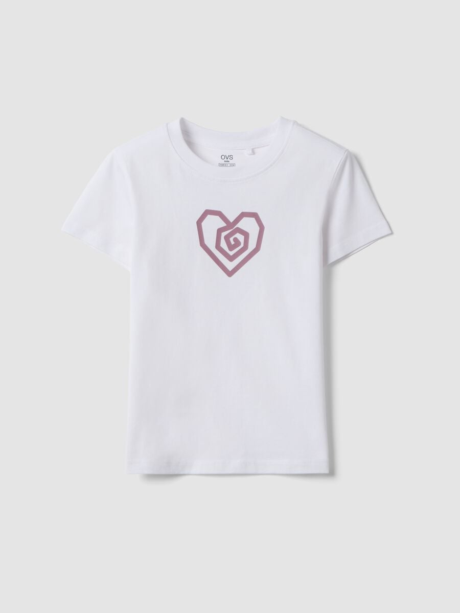 T-shirt bianca in cotone organico a maniche corte per ragazza regular fit_3