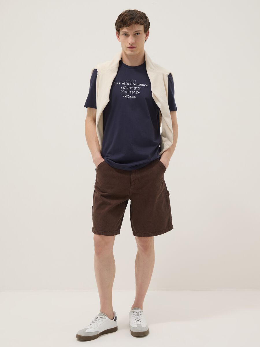 Blue short-sleeve pure cotton regular-fit T-shirt_2