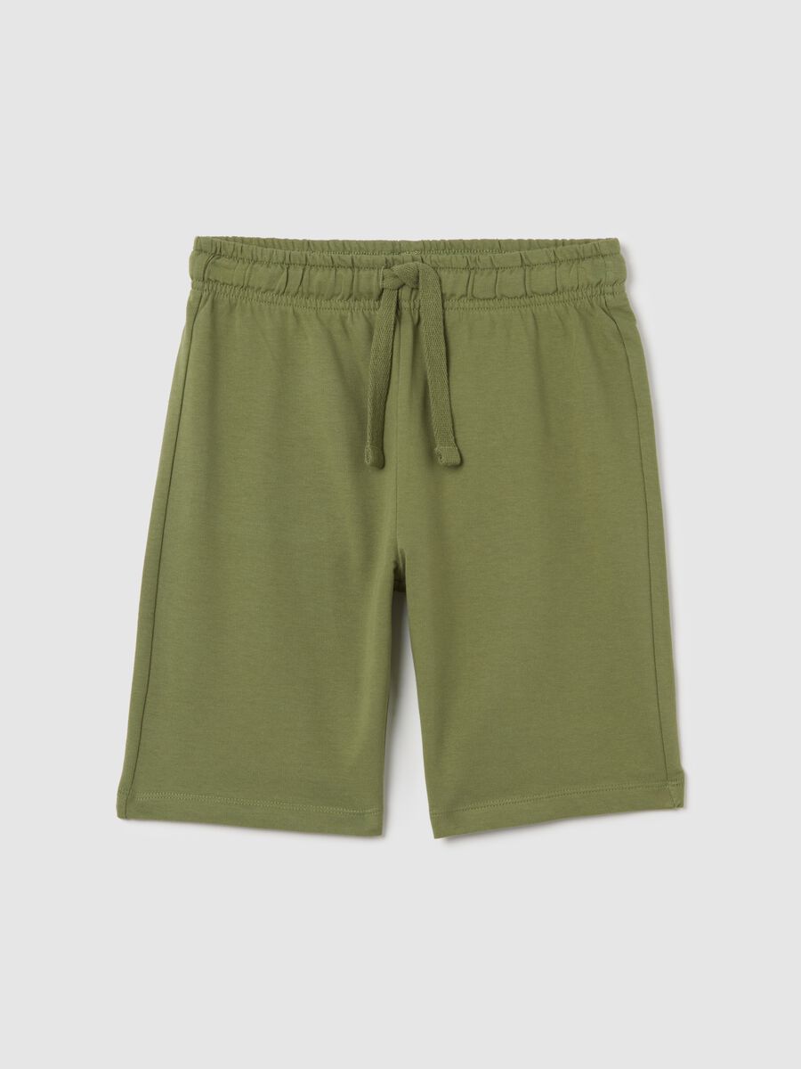 Shorts da ragazzo in puro cotone verde regular fit_3