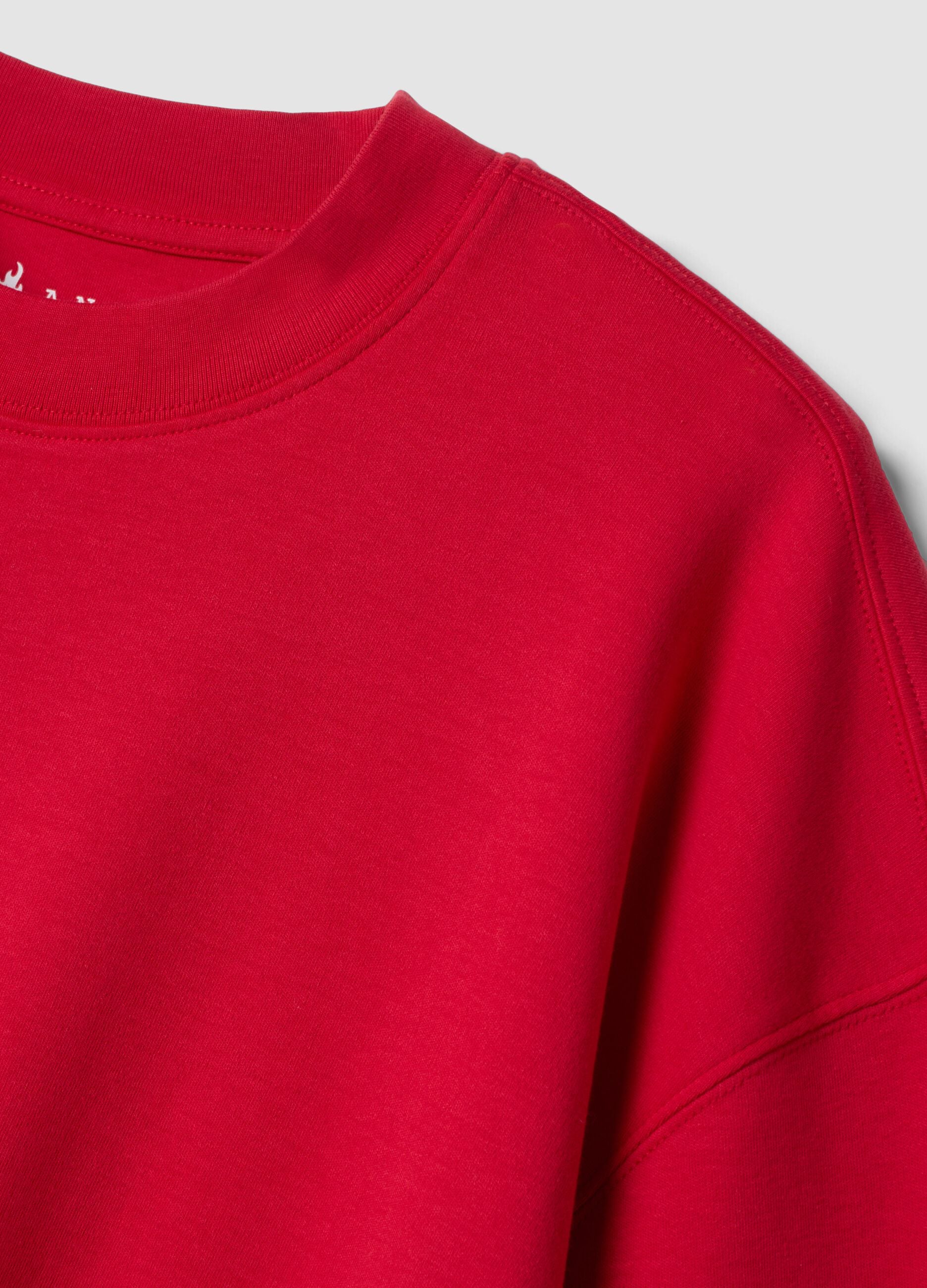 Red crew-neck T-shirt in pure cotton, boxy fit