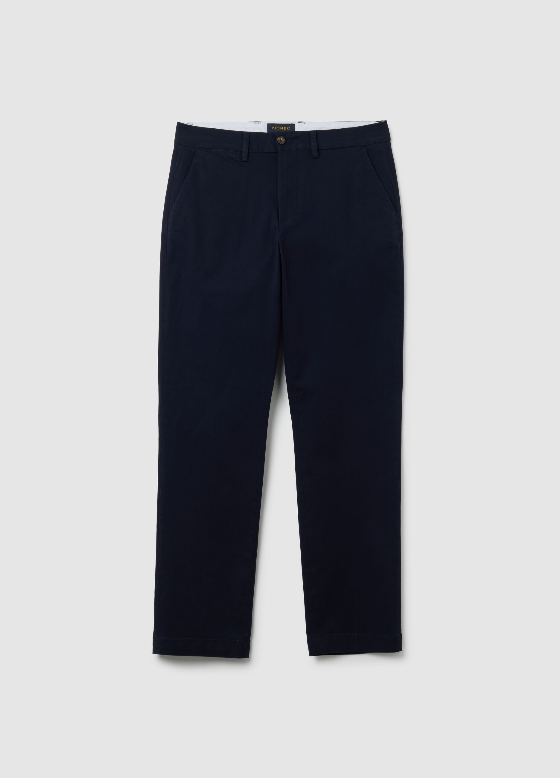 Blue stretch cotton regular fit trousers