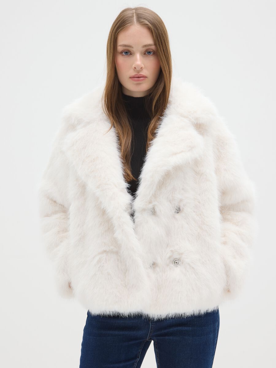 White regular fit jacket with buttons_0