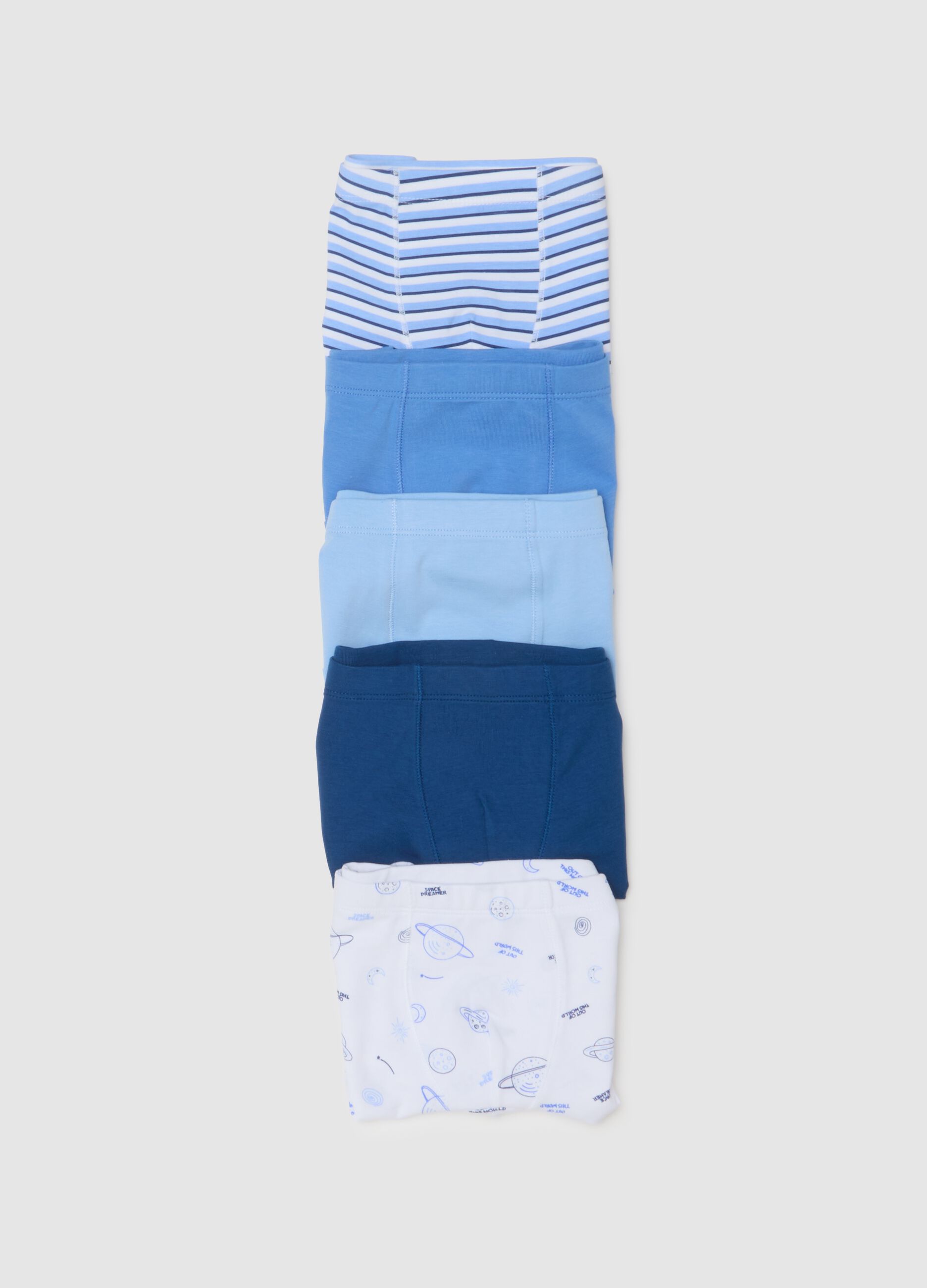 Boys' Blue Cotton Boxer Multipack Set with Regular Fit
