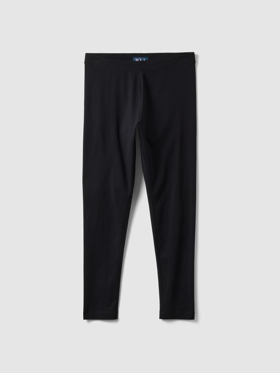 Leggings skinny fit neri in cotone elasticizzato_4