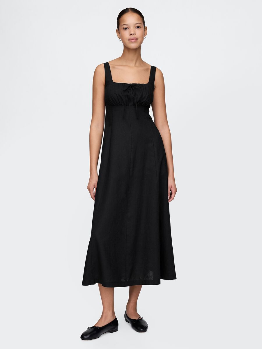 Gap Black Linen and Viscose Long Dress_0