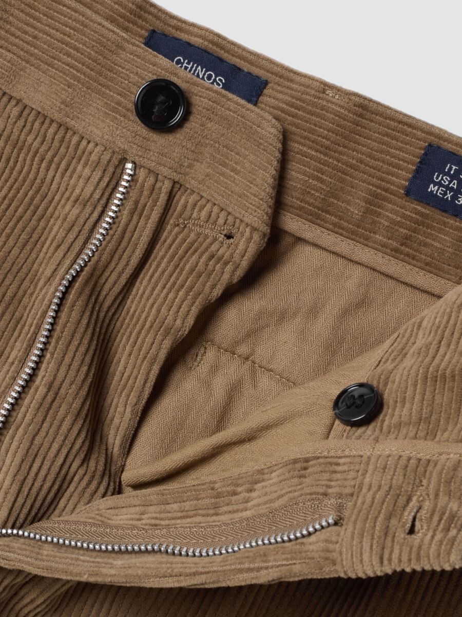 Brown pure cotton cord chino trousers_1