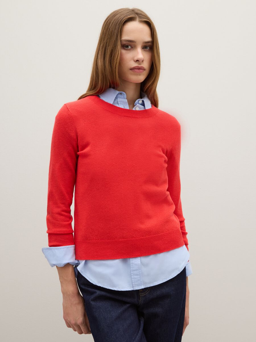 Maglione in pura lana rosso regular fit_0