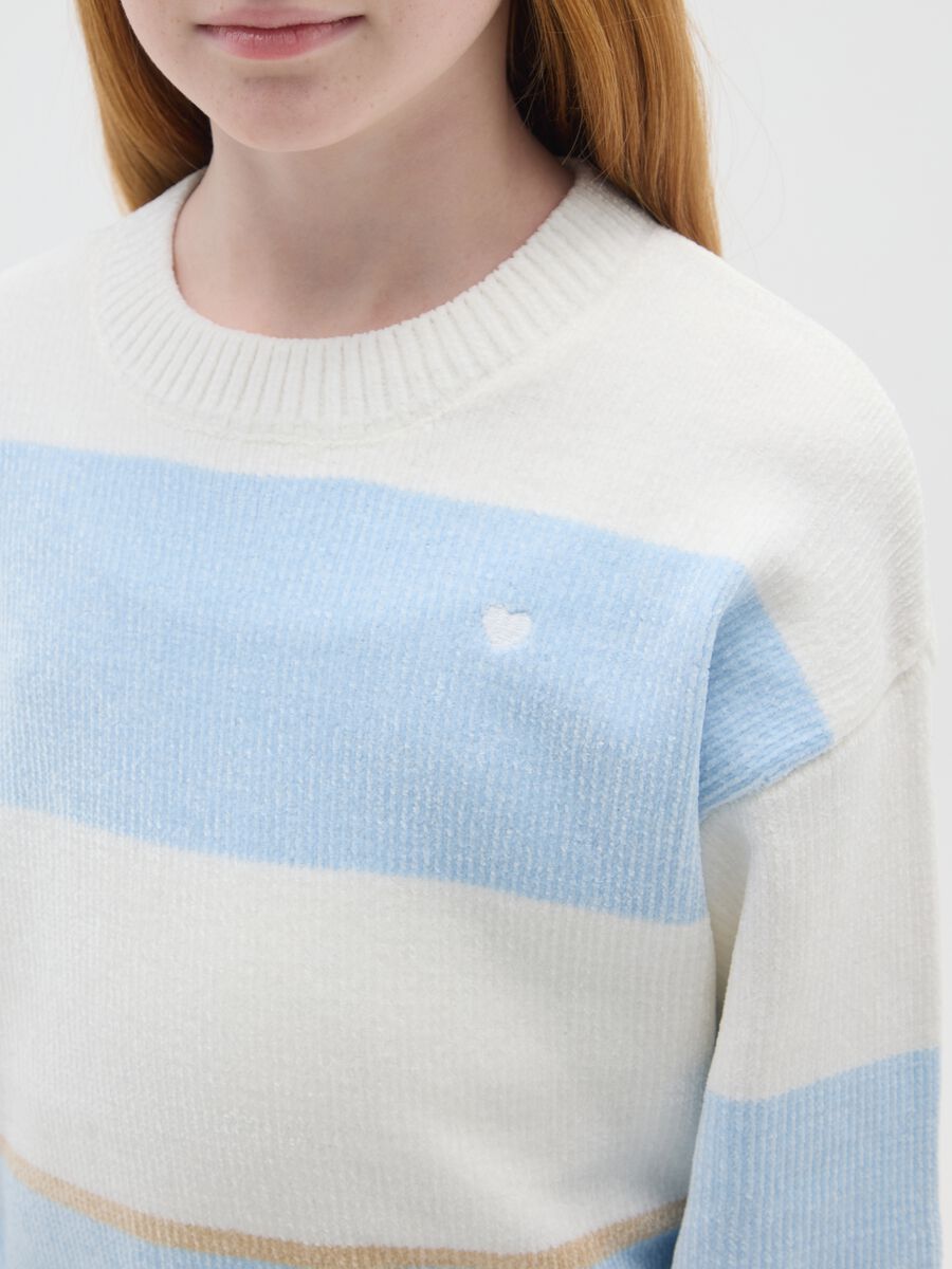 Maglione girocollo a righe multicolor da ragazza regular fit_2