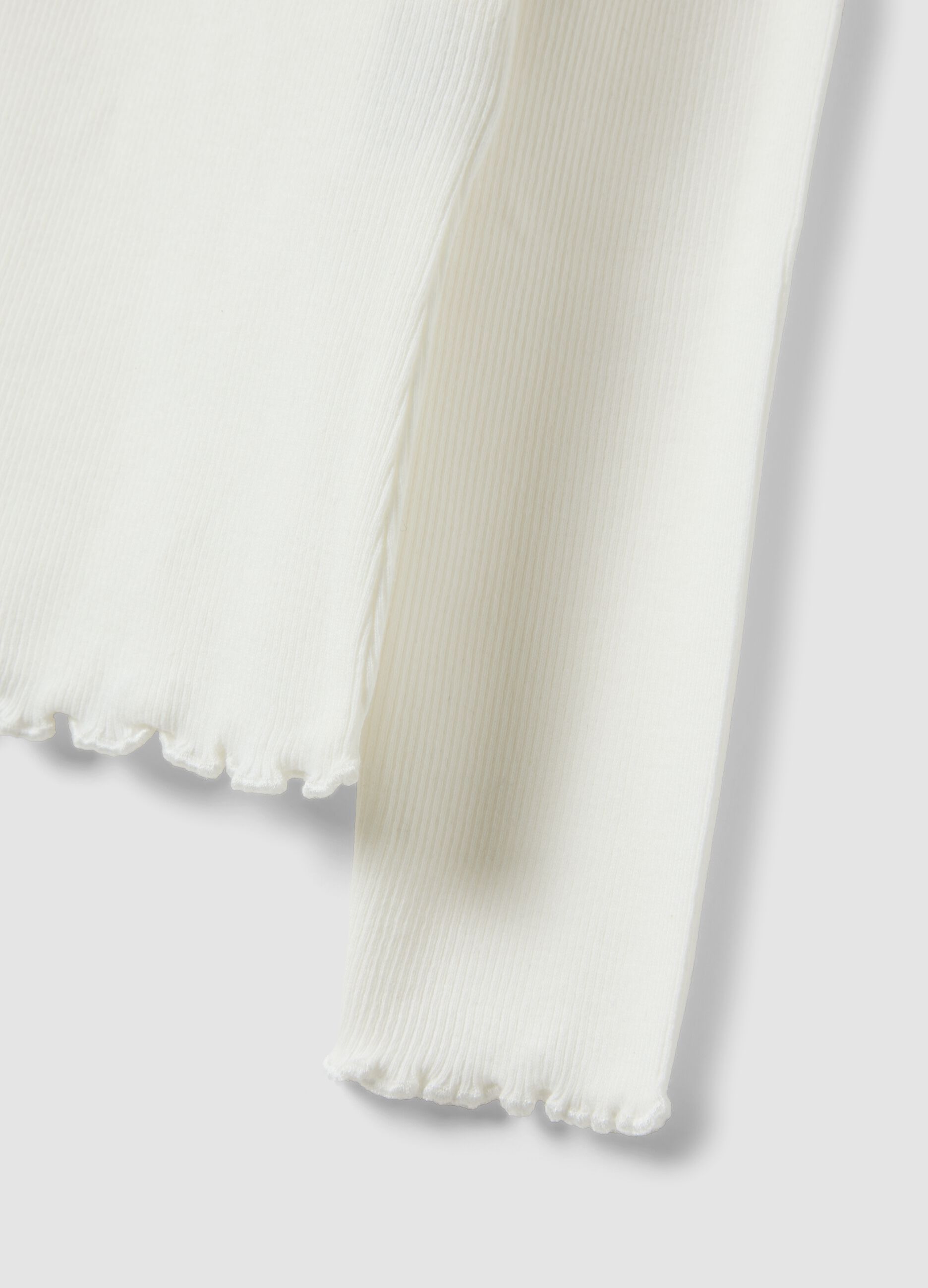 White ribbed organic stretch cotton T-shirt