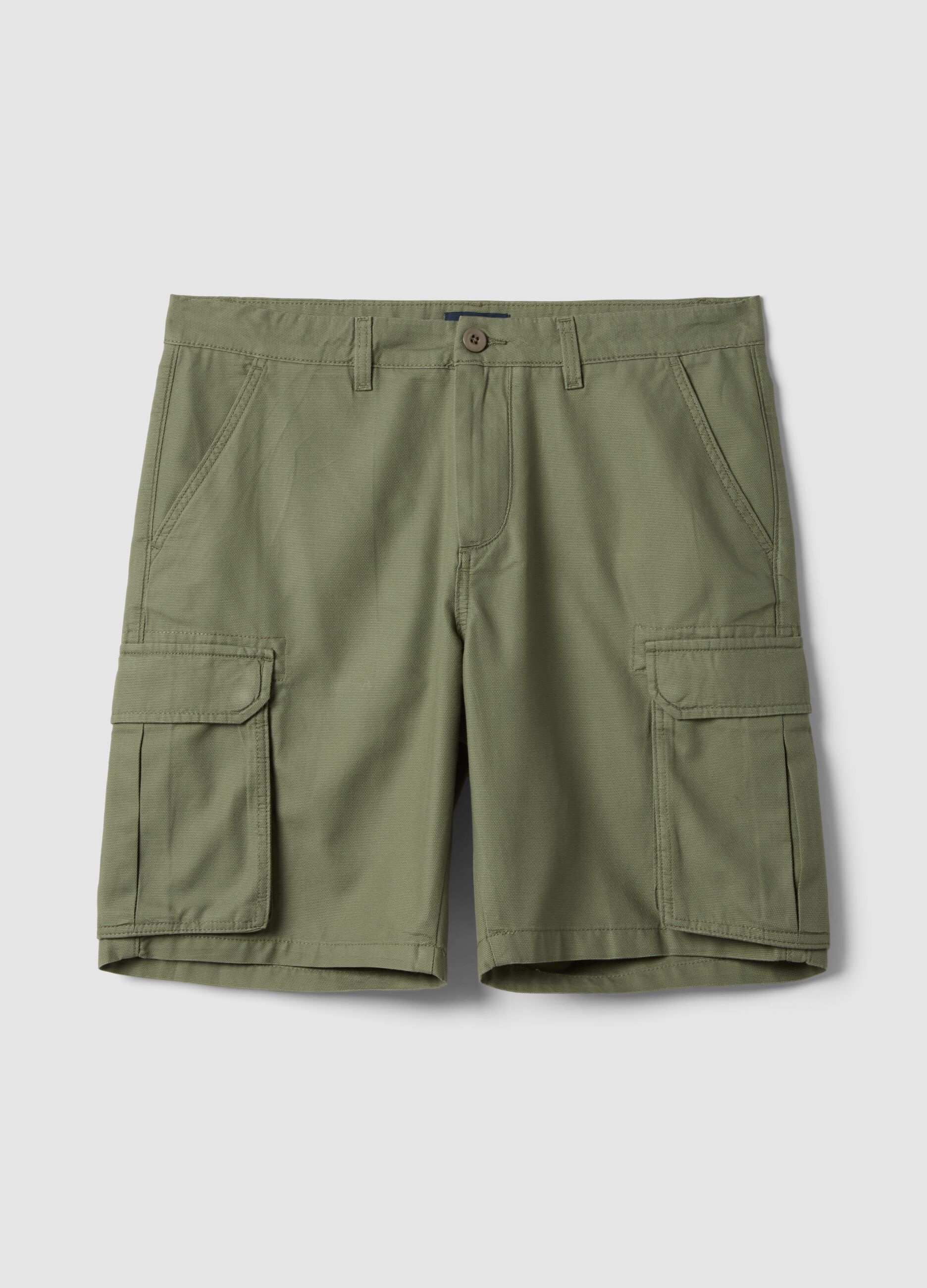 Green cotton cargo Bermuda shorts, regular fit