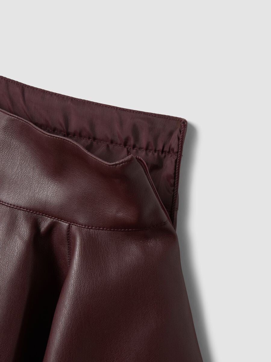 Brown circle skirt with coated-effect finish_2