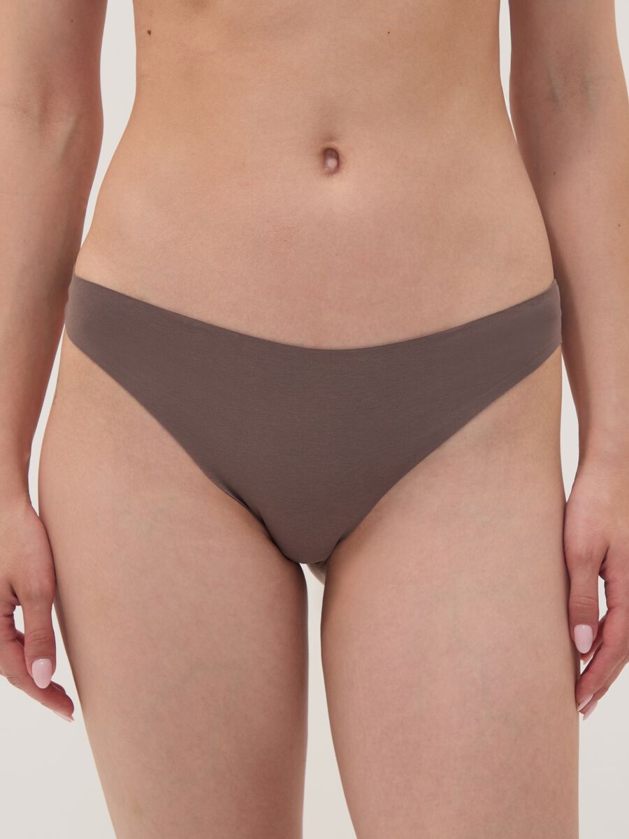 Brown organic stretch-cotton Brazilian knickers_1