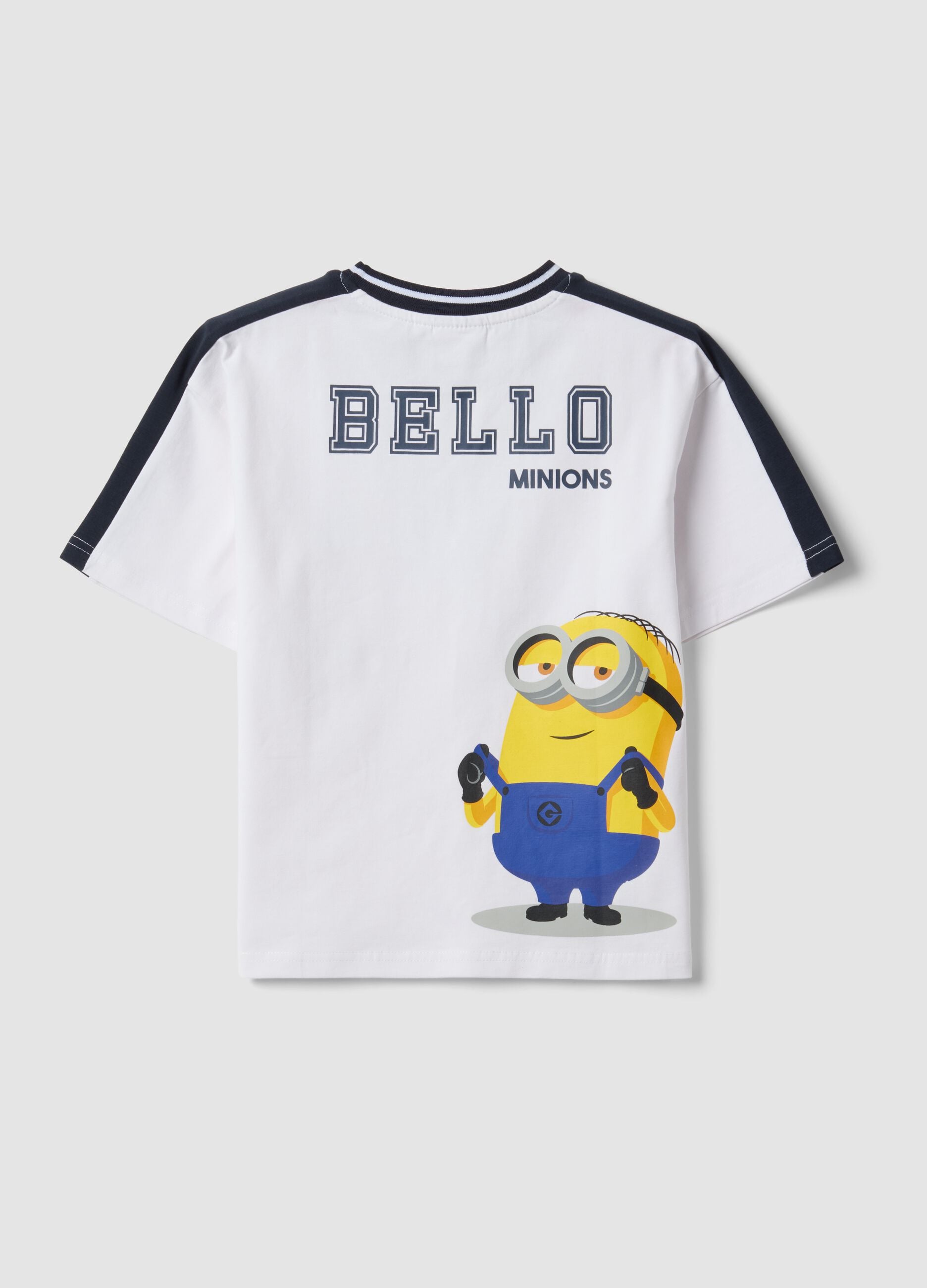 White oversized stretch cotton T-shirt with Minions print for boys