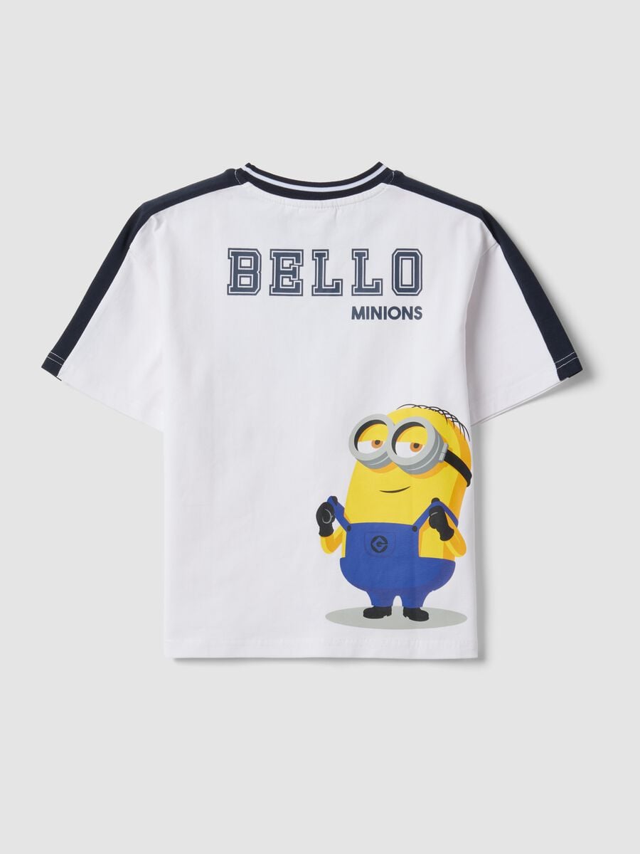T-shirt over fit bianca in cotone elasticizzato con stampa Minions per bambino_1