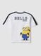 White oversized stretch cotton T-shirt with Minions print for boys_1