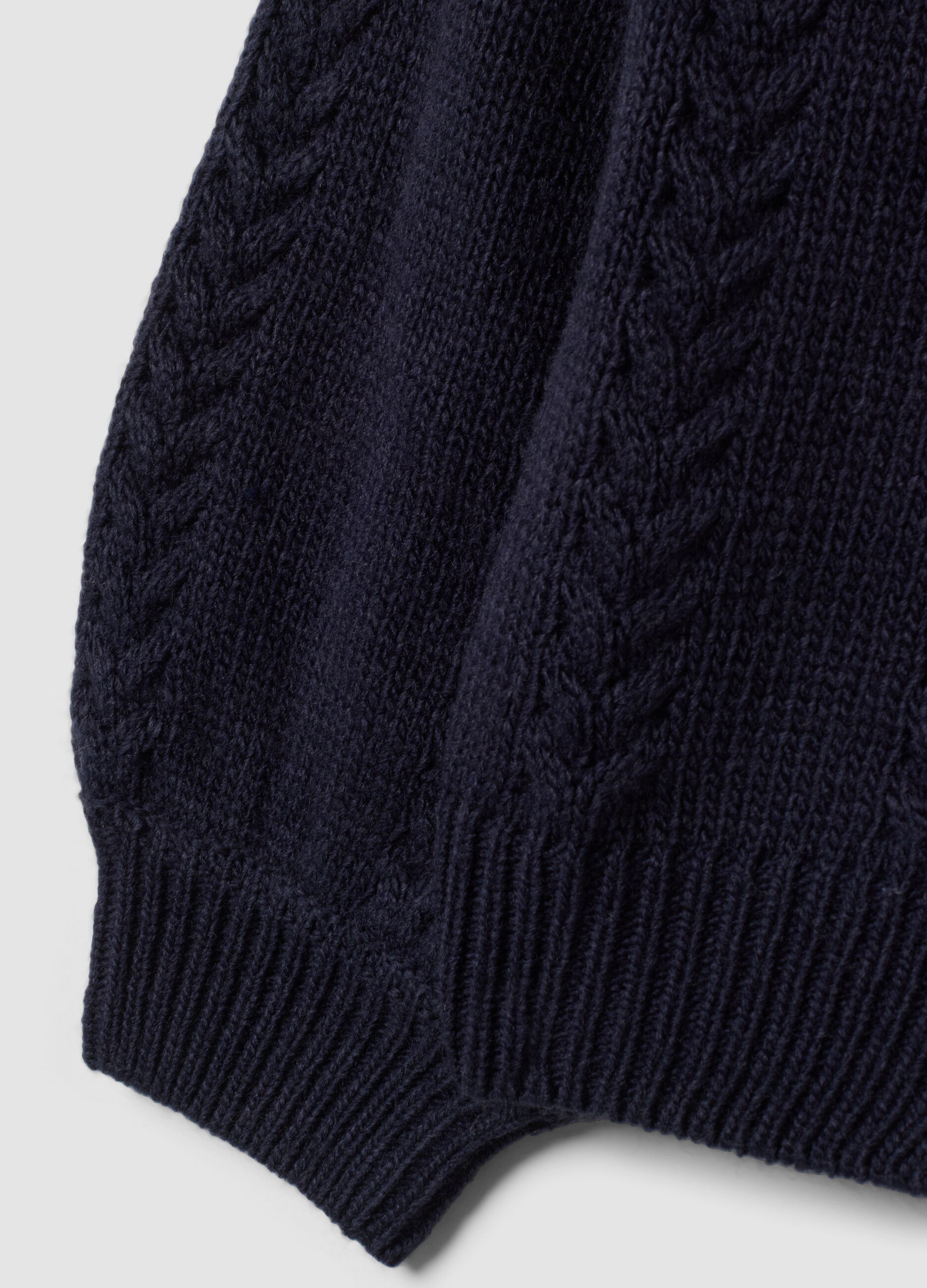 Blue cable-knit cardigan with buttons, regular fit