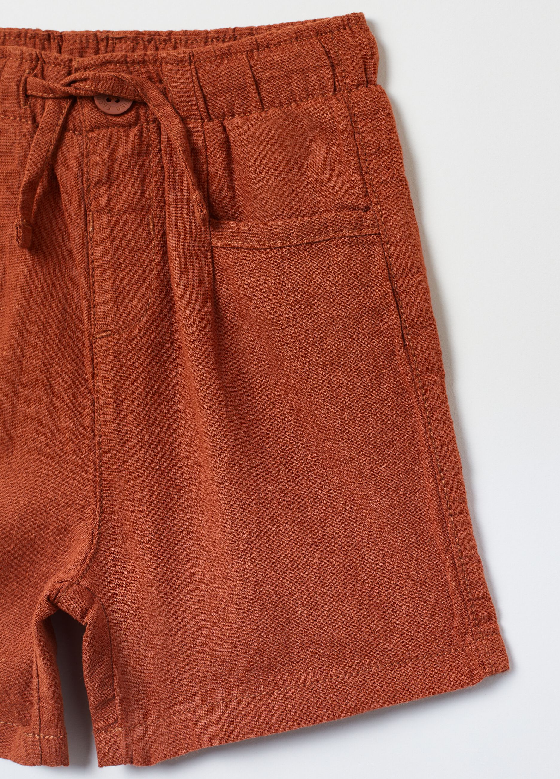 Shorts in lino e cotone con coulisse_2