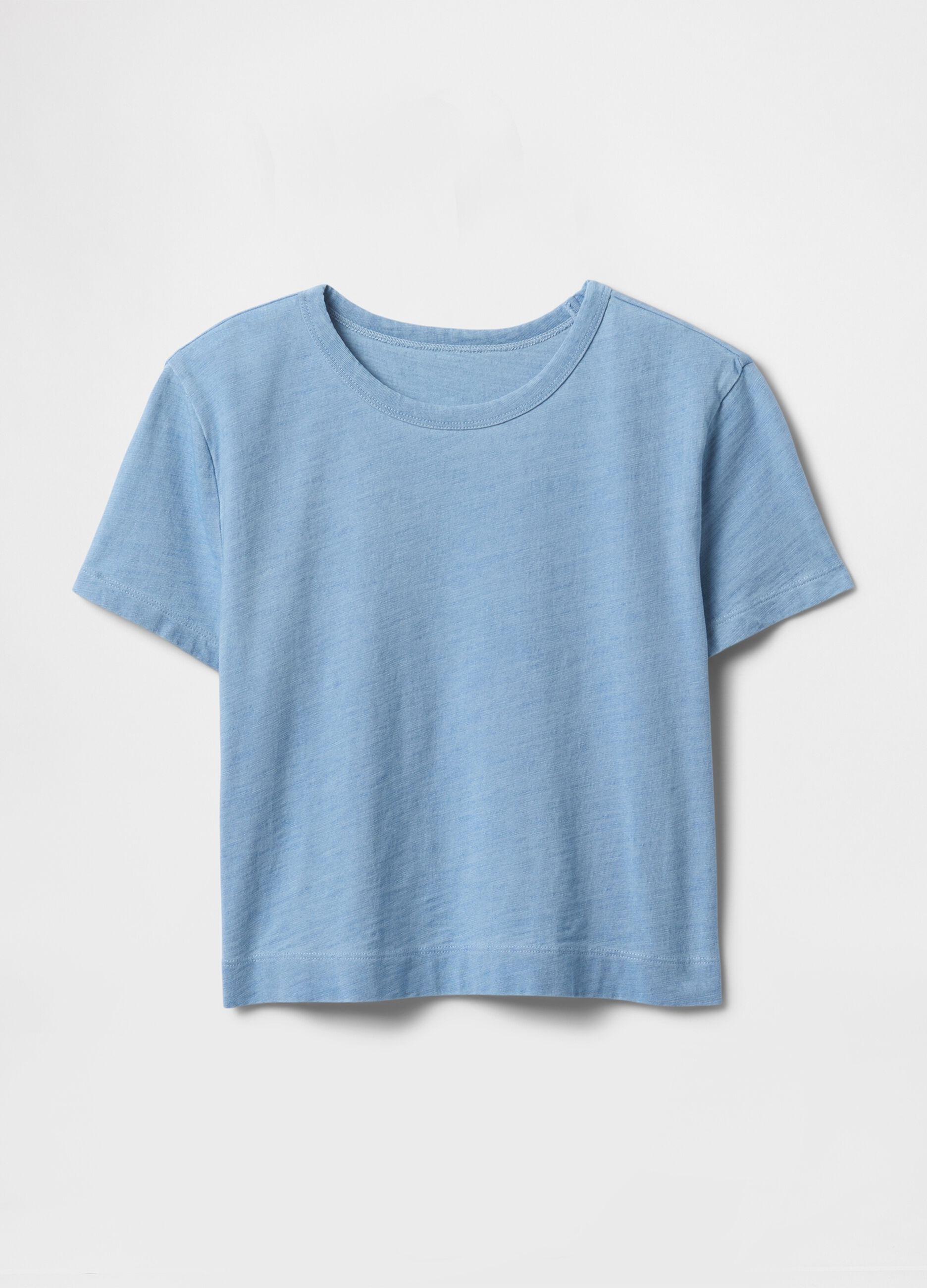 Light Blue Cropped Cotton T-shirt