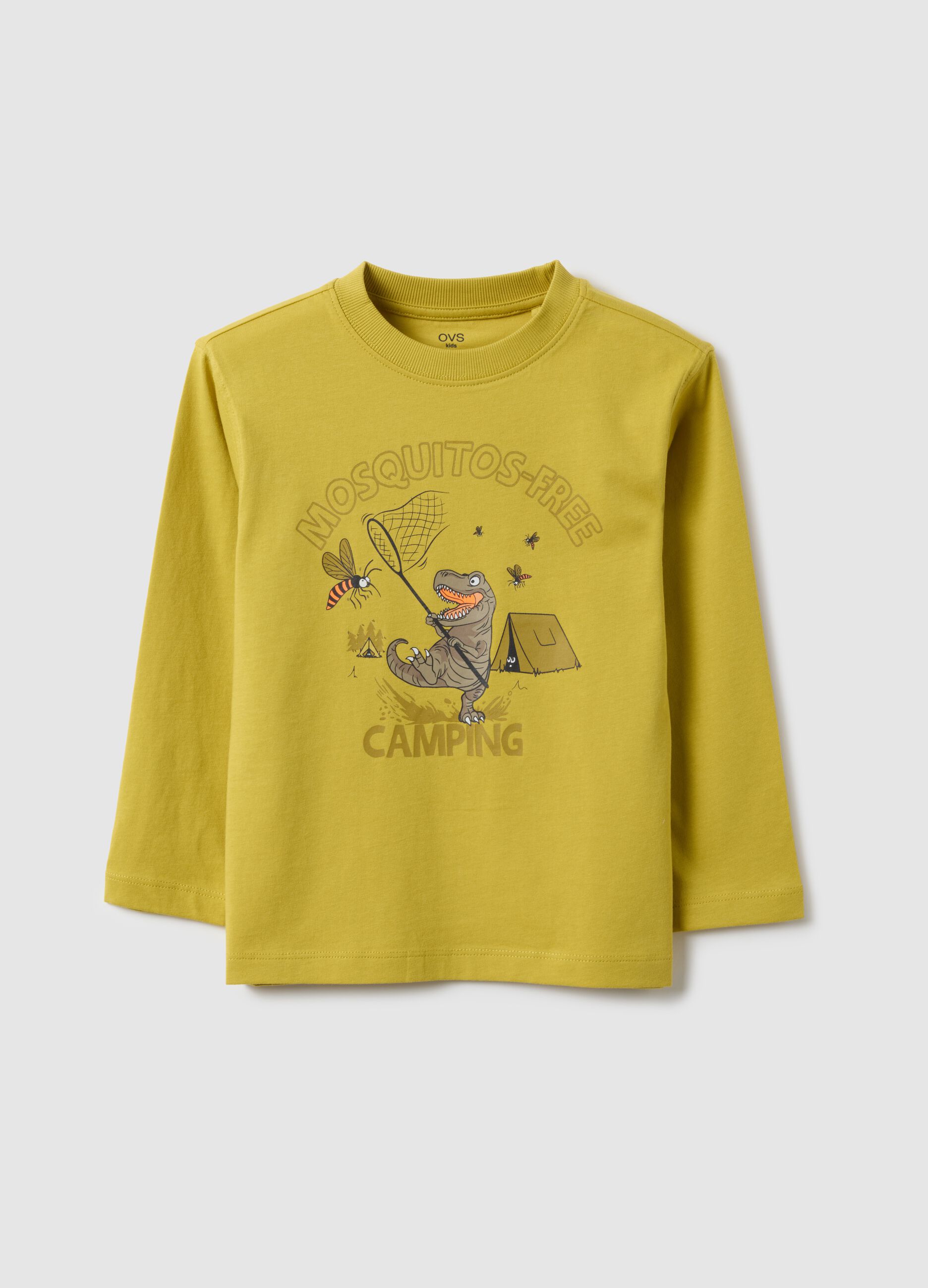 Yellow pure cotton children's regular fit T-shirt with print