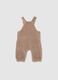 Beige stretch cotton blend baby dungarees_1