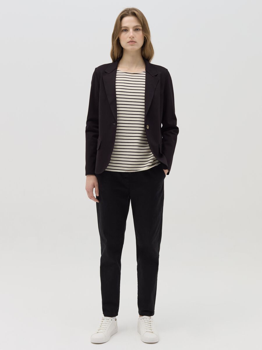 Solid colour single-breasted blazer_3