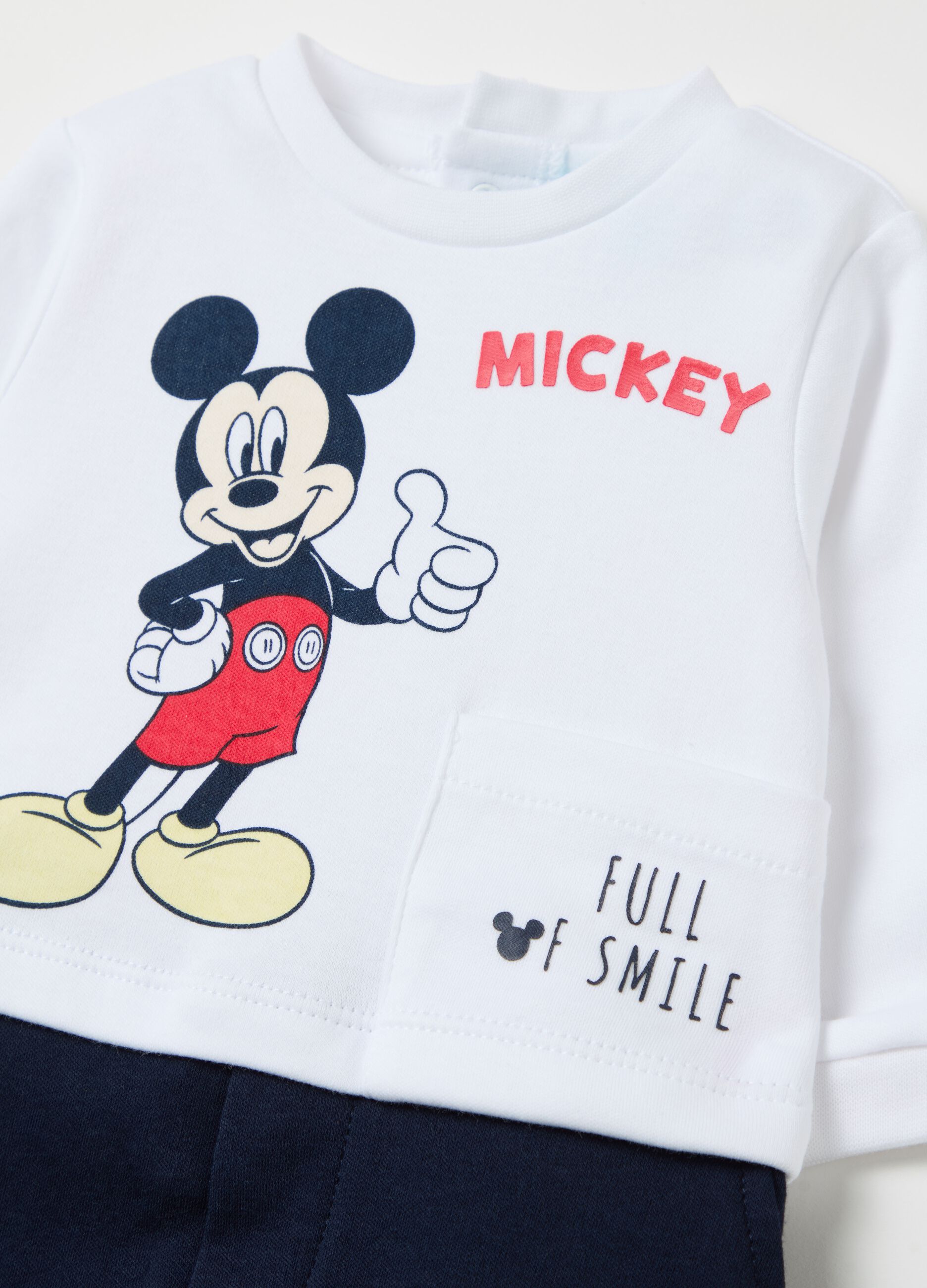 Cotton onesie with feet and Mickey Mouse print