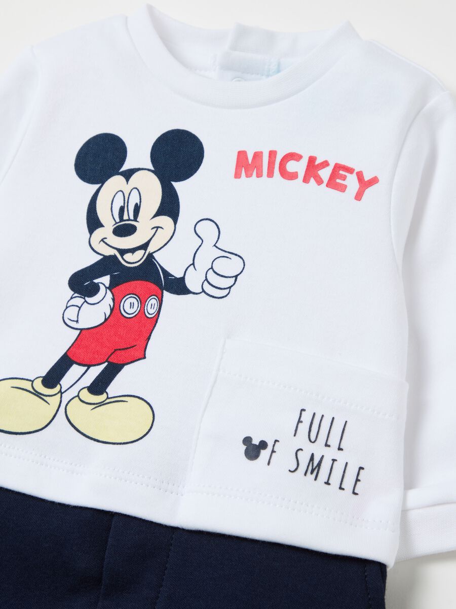Cotton onesie with feet and Mickey Mouse print_2