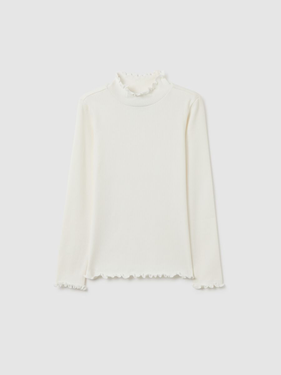Girls' White Stretch Cotton Blend Regular Fit Top_0