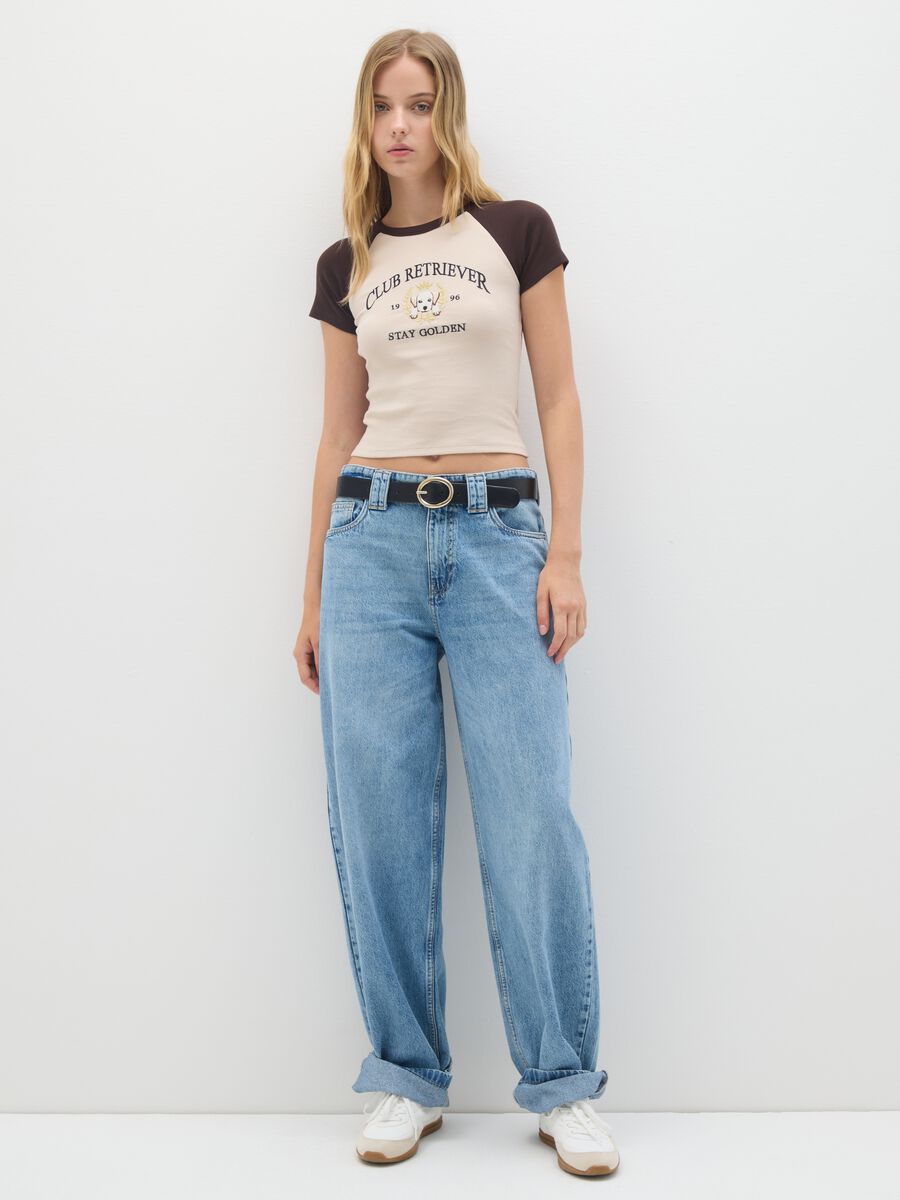 T-shirt in cotone elasticizzato multicolor fitted_1