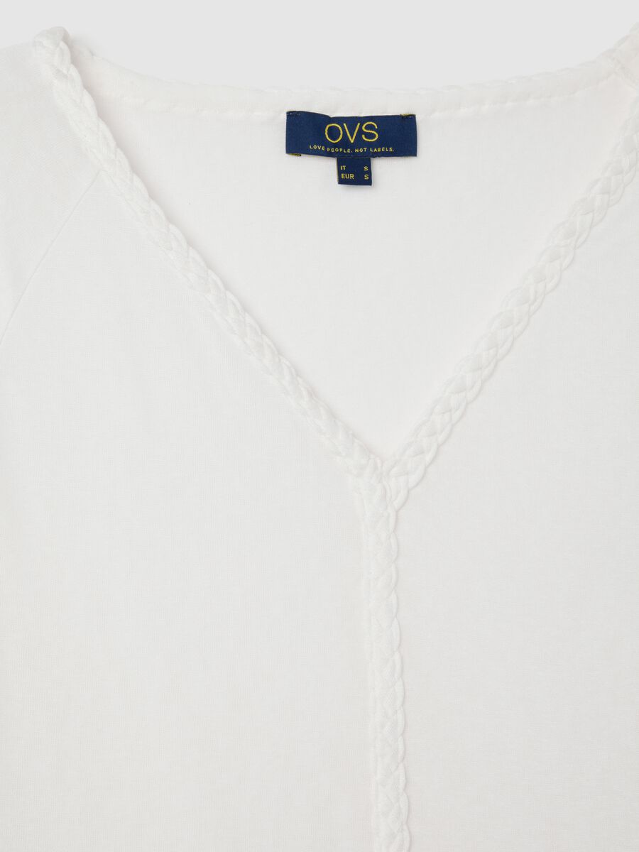 White T-shirt in viscose and polyester blend_5