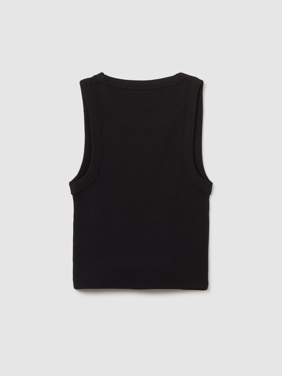 Girls' Black Stretch Cotton Fitted Vest_4