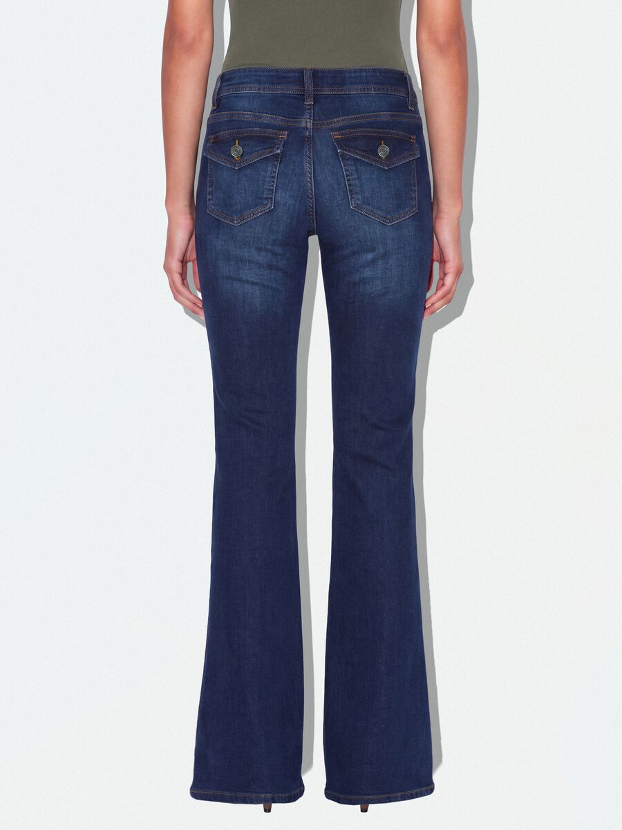 Jeans blu in cotone elasticizzato flare fit_2