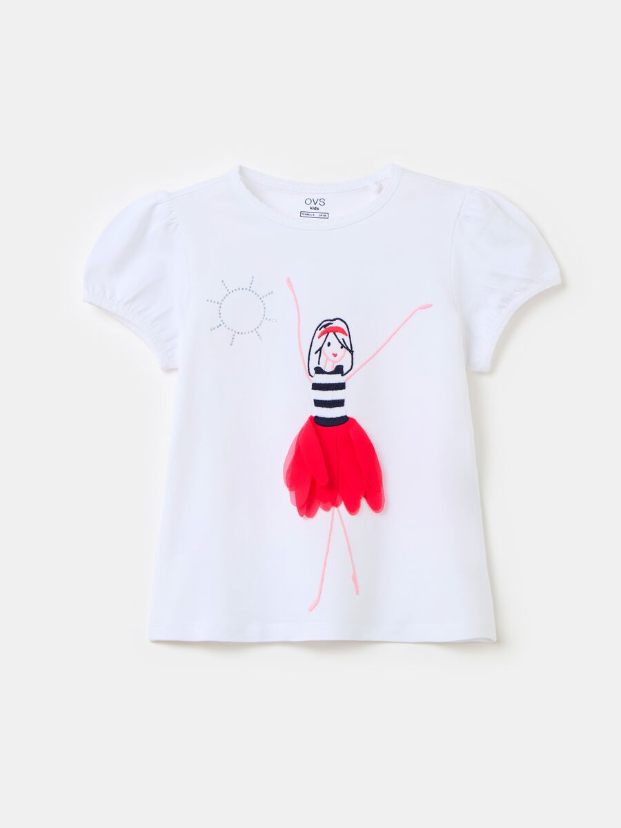 T-shirt with print and application_0