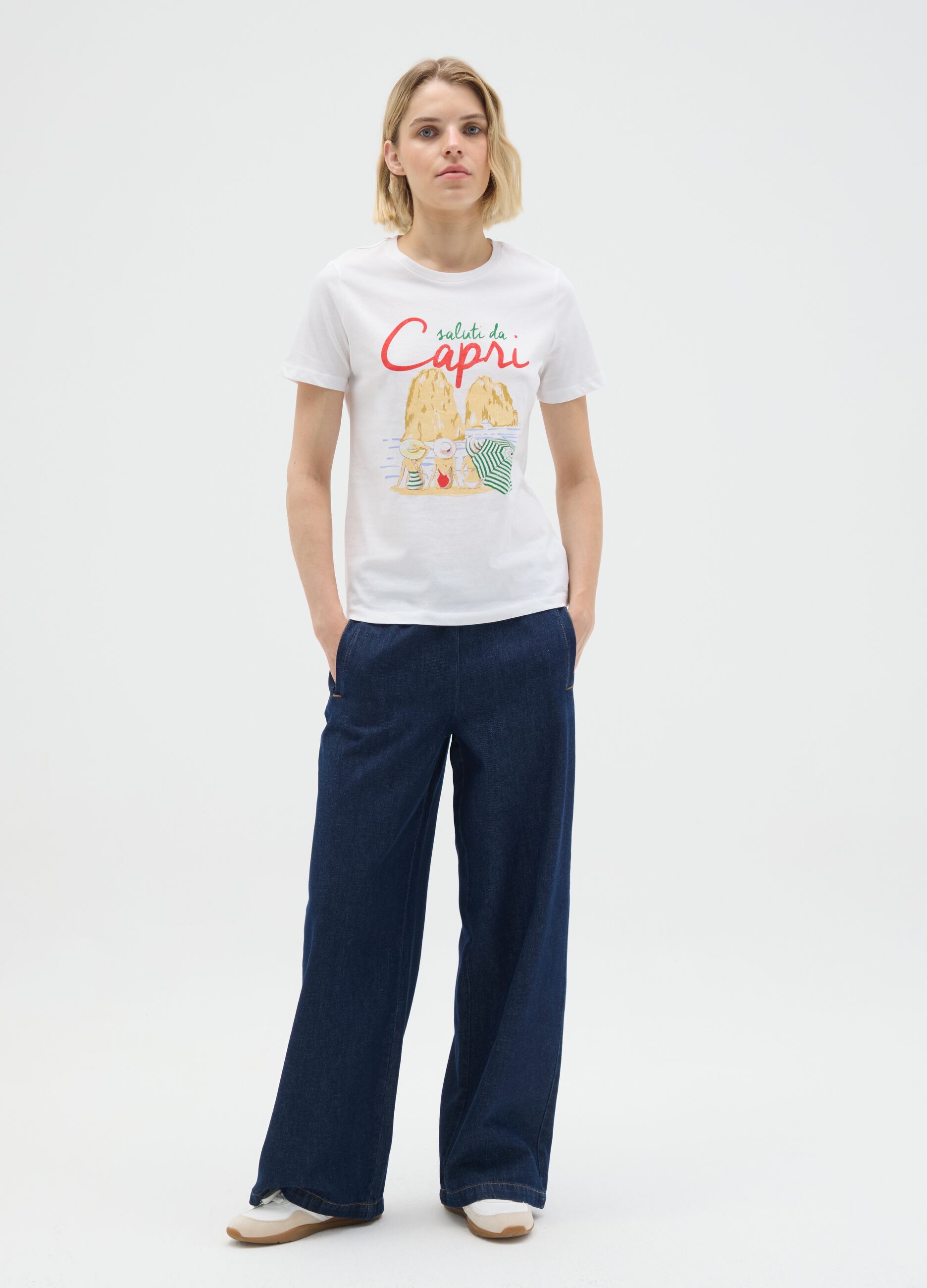 White regular fit pure cotton T-shirt