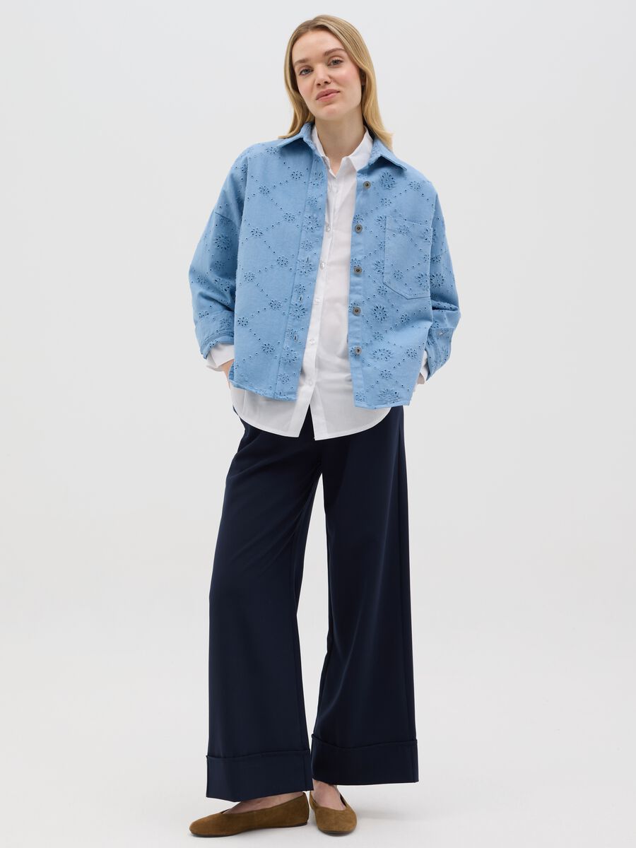 Blue embroidered cotton shirt_1