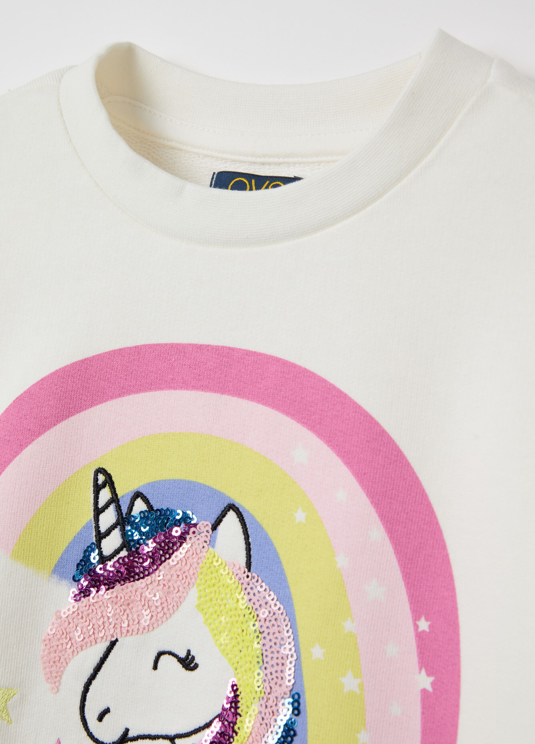 Felpa con paillettes e stampa unicorno 