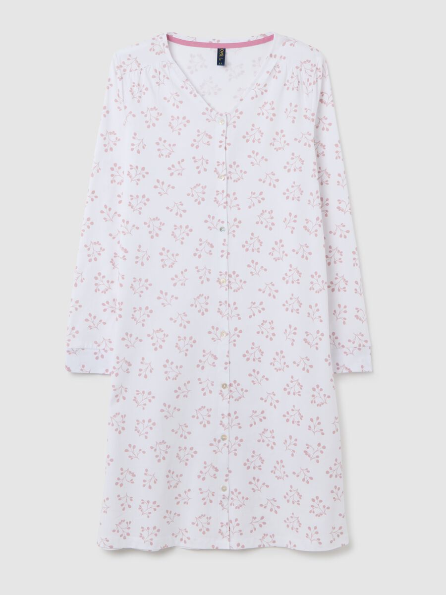 Camicia da notte bianca con stampa rosa_0
