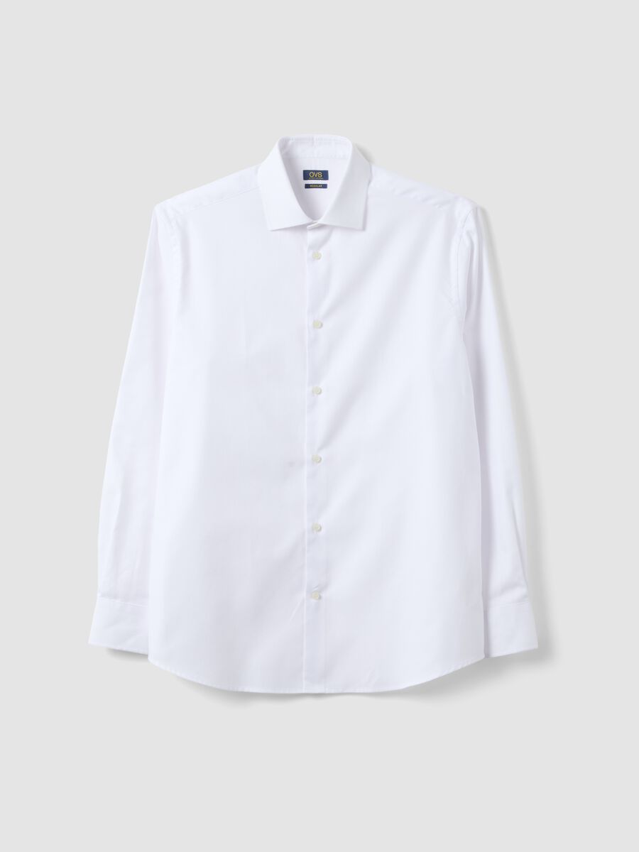 White pure cotton long sleeve shirt regular fit_4
