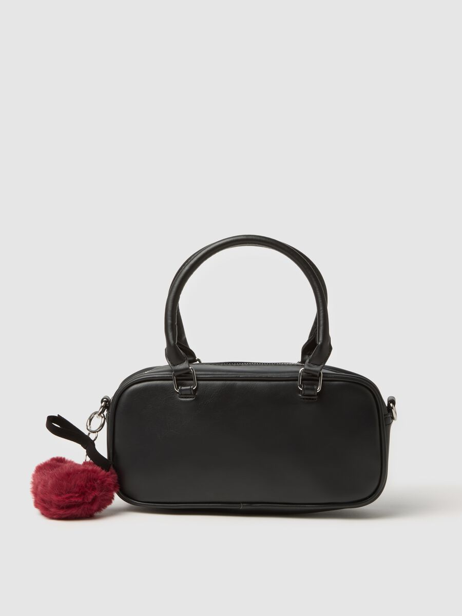 Black handbag with red charm_0