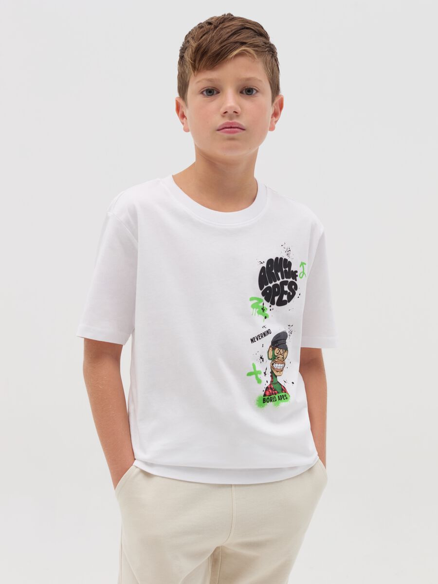 T-shirt in cotone con stampa Army of Apes_0