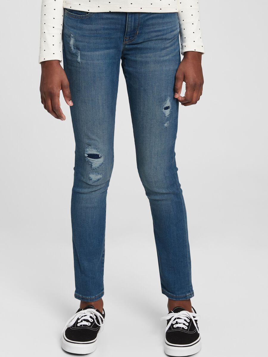 Skinny-fit jeans with abrasions_0