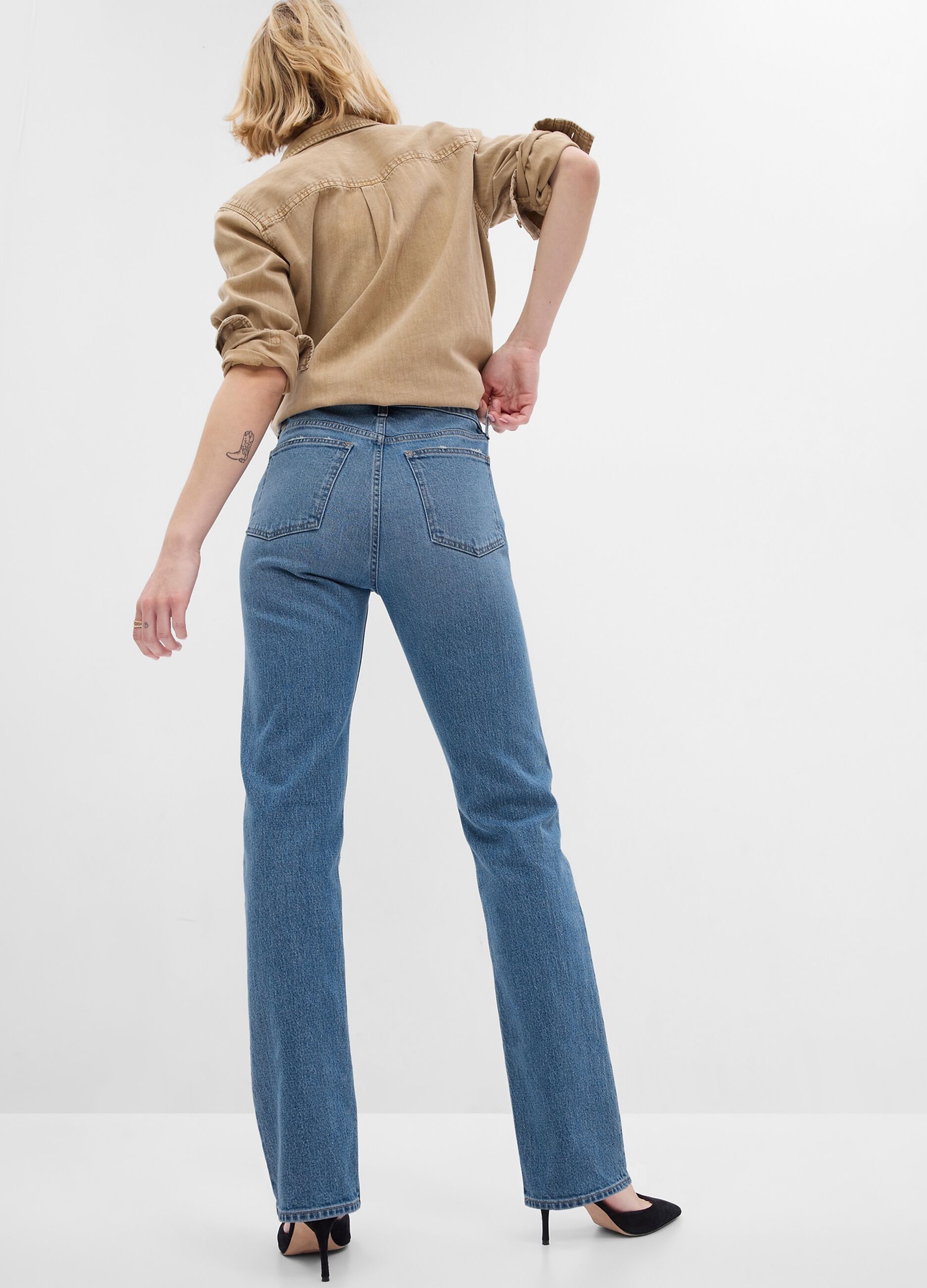 Straight-fit, high-rise jeans